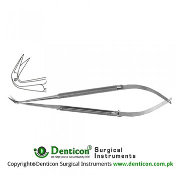 Micro Vascular Scissors Round Handle - Delicate Blades - One Blade with Probe Tip - Angled 125° Stainless Steel, 16.5 cm - 6 1/2"